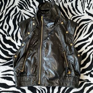 BCBG MaxAzaria runaway cropped bomber moto motorcycle black jacket size XS